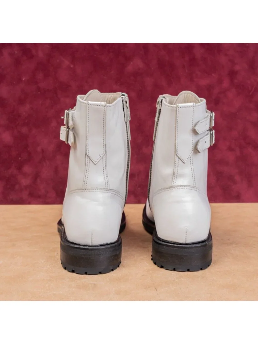 AllSaints Wmn Brigade Lace Zipper Festival White Leather Combat Boots 9US EUR39